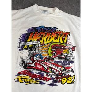 VTG Snap-on Racing Shirt Mens White Doug Herbert Dragster Dominate 98 Retro XL